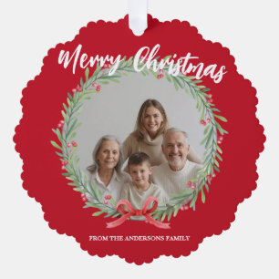 Carte Décorative Couronne de Noël Photo personnalisée Famille N