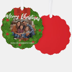 Carte Décorative Couronne de Noël Photo Personnalisée Famille N