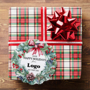 Carte Décorative Couronne de nœud pour Joyeuses Fêtes Logo Petits C