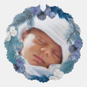 Carte Décorative couronne d'hiver nouveau bébé Joyeux Noël (Recto)