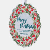 Carte Décorative Couronne élégante rouge houx baies Or joyeux Noël (Gauche)