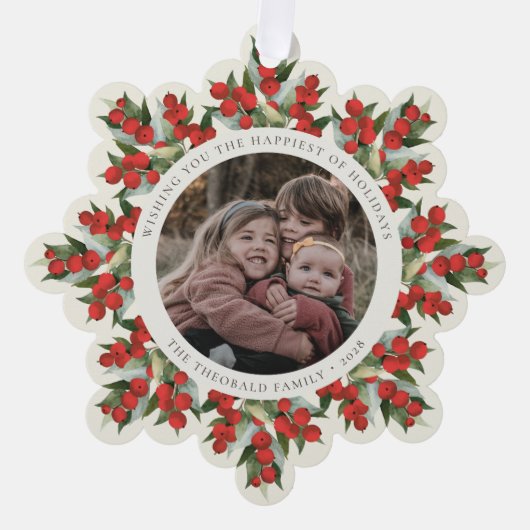 Carte Décorative Cream Red Berries+Greenery Holiday Paper (Recto)