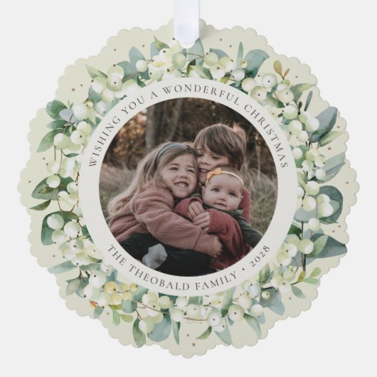 Carte Décorative Cream Snowberry+Eucalyptus Christmas Wreath Photo (Recto)
