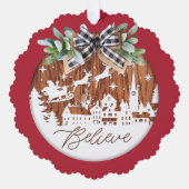 Carte Décorative Croyez Père Noël typographique et rennes (Recto)
