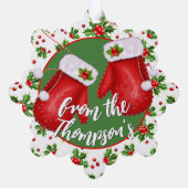 Carte Décorative Custom Classic Holiday Green Holly Red Berries (Verso)