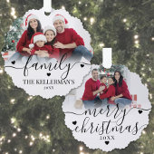 Carte Décorative Custom Double Sided Family Two Photo Christmas