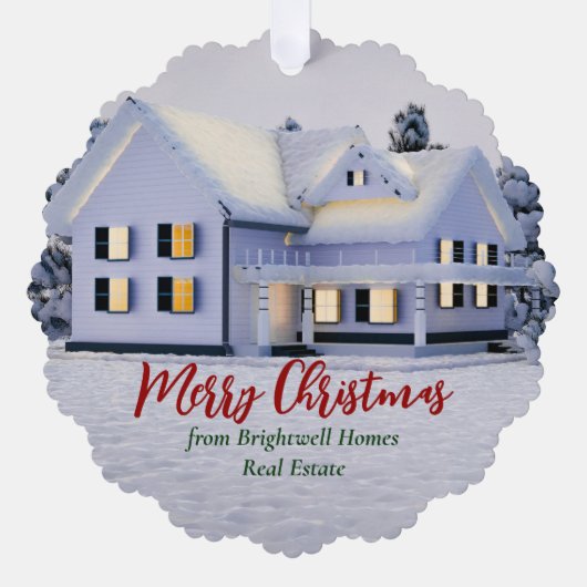 Carte Décorative Custom Winter Real Estate Company Snowy Home (Recto)