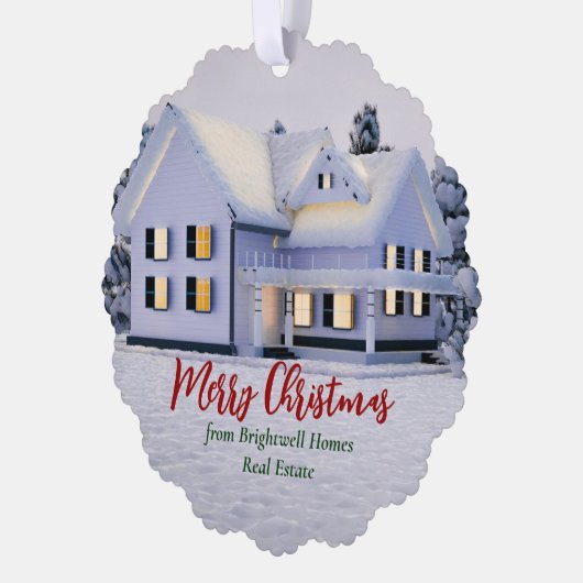 Carte Décorative Custom Winter Real Estate Company Snowy Home (Gauche)