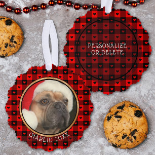 Carte Décorative Cute Buffalo Plaid Hearts Custom Chien Animal de c