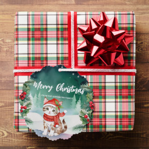 Carte Décorative Cute chat kitty Père Noël Xmas Fête Famille Enfant