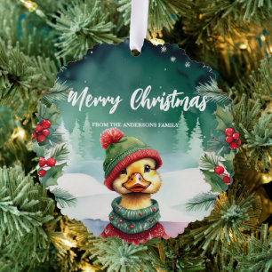 Carte Décorative Cute Chick Duck Père Noël Xmas Fête Famille