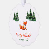 Carte Décorative Cute Fox in Winter Woodland Merry and Bright Photo (Gauche)