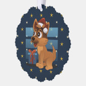 Carte Décorative Cute German Shepherd puppy Cartoon Starry night (Gauche)
