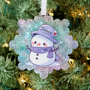Carte Décorative Cute Heart Snow Man Pastel Nom du Motif