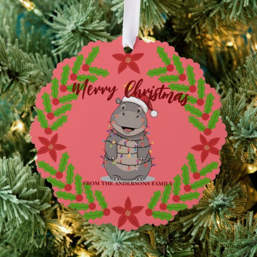 Carte Décorative Cute Hippo christmas tree zoo animal Xmas Wealth f (Insitu (Arbre))