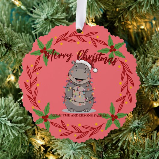 Carte Décorative Cute Hippo christmas tree zoo animal Xmas Wealth f (Insitu (Arbre))