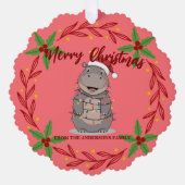 Carte Décorative Cute Hippo christmas tree zoo animal Xmas Wealth f (Recto)