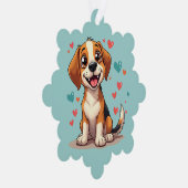 Carte Décorative Cute Kawaii Beagle avec Coeurs Jouer Chien (Droite)