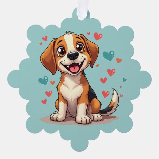 Carte Décorative Cute Kawaii Beagle avec Coeurs Jouer Chien (Recto)