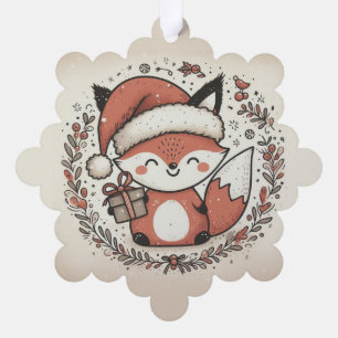 Carte Décorative Cute renard avec chapeau santa Wrath Favoriser Tag