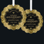 Carte Décorative Damas Noir & Or 50e anniversaire de Mariage<br><div class="desc">Élégant arrière - plan noir et or brillant personnalisable 50ème mariage modèle anniversaire.</div>