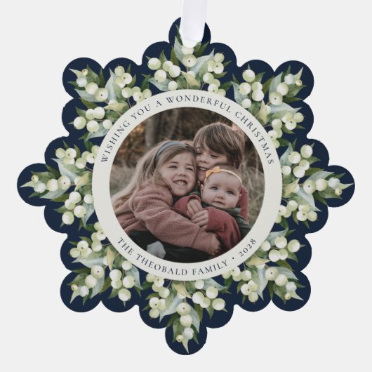 Carte Décorative Dark Navy Snowberry+Greenery Christmas Paper (Recto)