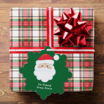 Carte Décorative De Santa Claus Cute Custom Green Cadeau de Noël<br><div class="desc">Customisez ces mignonnes étiquettes cadeaux de Noël avec votre propre texte personnalisé en blanc. Père Noël casquette rouge et barbe blanche sont l'image de vacances parfaite sur ce joli tag cadeau vert pour enfants cadeaux.</div>