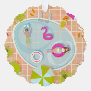 Carte Décorative Des filles et des garçons du bikini jouant au jeu