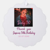 Carte Décorative Dirty 30 Anniversaire ajouter nom rose ajouter dat (Verso)