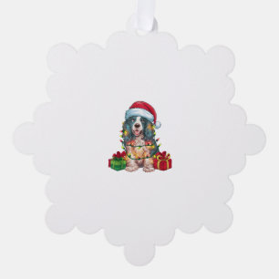 Carte Décorative Éclairage de Noël chapeau anglais Chien de Coonhou