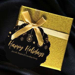 Carte Décorative Elégant Black Gold Custom Business Holiday Cadeau