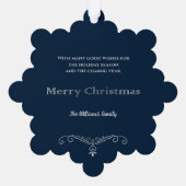 Carte Décorative Elégant Faux Orné Hammered Argent Photo-Blue (Verso)