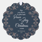 Carte Décorative Elégant Gold Snowflakes Peace Joy Blue (Recto)