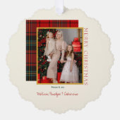 Carte Décorative Elegant Plaid Modern Photo Ornament Christmas Card (Recto)