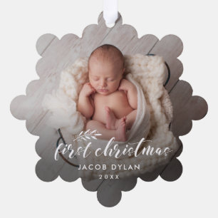 Carte Décorative Élégant Script Baby Premier Noël 2 Photo