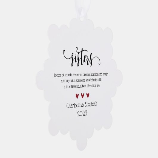 Carte Décorative Élégant Script Soeur Définition Noël (Droite)