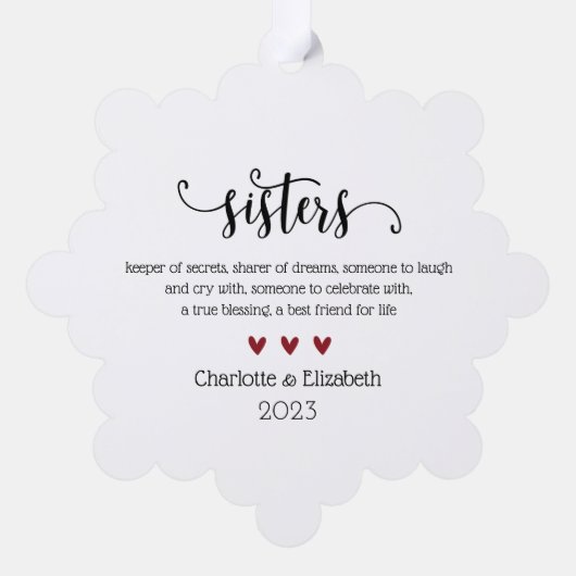 Carte Décorative Élégant Script Soeur Définition Noël (Verso)