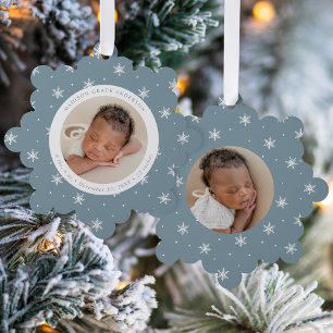 Carte Décorative Élégant Snowflakes Ice Blue Baby's First Christmas