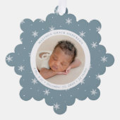 Carte Décorative Élégant Snowflakes Ice Blue Baby's First Christmas (Recto)