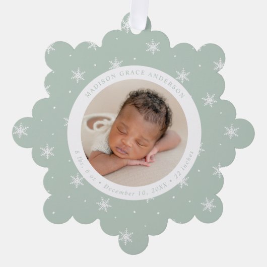 Carte Décorative Élégant Snowflakes Mint Baby's First Christmas (Recto)