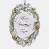 Carte Décorative Elégante couronne de pin et verdure | Joyeux Noël (Gauche)