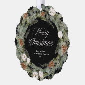 Carte Décorative Elégante couronne de pin et verdure | Joyeux Noël (Gauche)