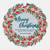 Carte Décorative Élégante couronne rouge Holly Berries Gold merry X (Recto)