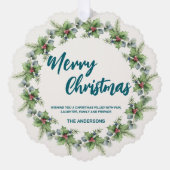 Carte Décorative Elégante couronne rouge Holly Berries joyeux arbre (Recto)