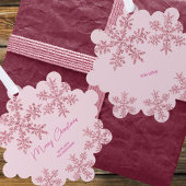 Carte Décorative Élégante étiquette cadeau Joyeux Snowflake rose Gl