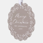 Carte Décorative Élégante serpentin de neige Taupe photo Noël (Gauche)