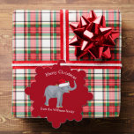 Carte Décorative Eléphant de Noël mignon à Santa Hat Custom Red<br><div class="desc">Les mignons animaux de vacances sont ma partie préférée de Noël. Un bel éléphant portant un chapeau de Père Noël rouge et qui a l'air heureux. Cette carte cadeau personnalisée m'emplit d'esprit de Noël.</div>