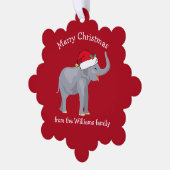 Carte Décorative Eléphant de Noël mignon à Santa Hat Custom Red (Gauche)