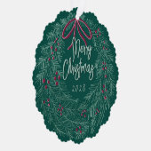 Carte Décorative Emerald Merry Christmas Photo Wreath (Droite)