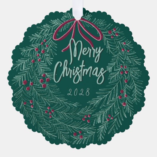 Carte Décorative Emerald Merry Christmas Photo Wreath (Recto)